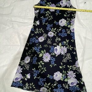 Sheri Martin Black and Purple Floral Midi Dress perfect condition